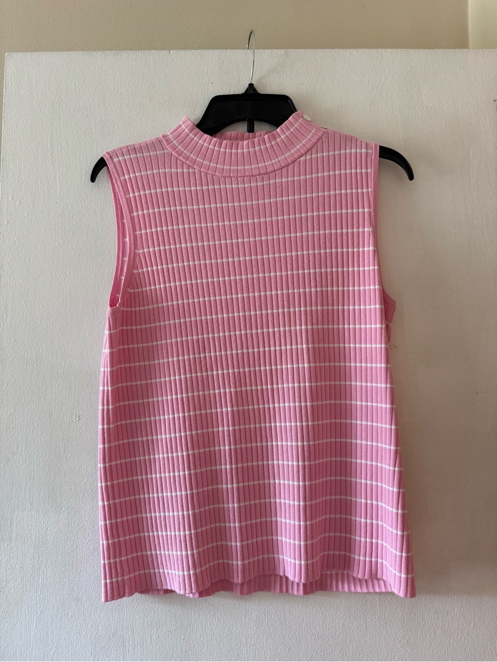 Talbot’s Pink and White Striped Sleeveless Sweater Tank Size Large Petite
